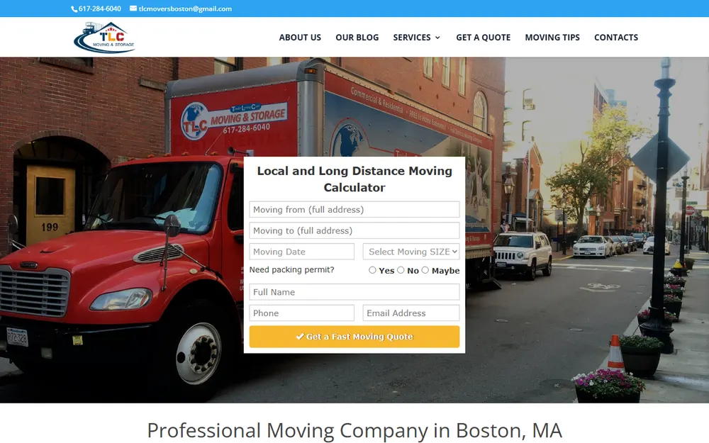 TLC Moving & Storage homepage