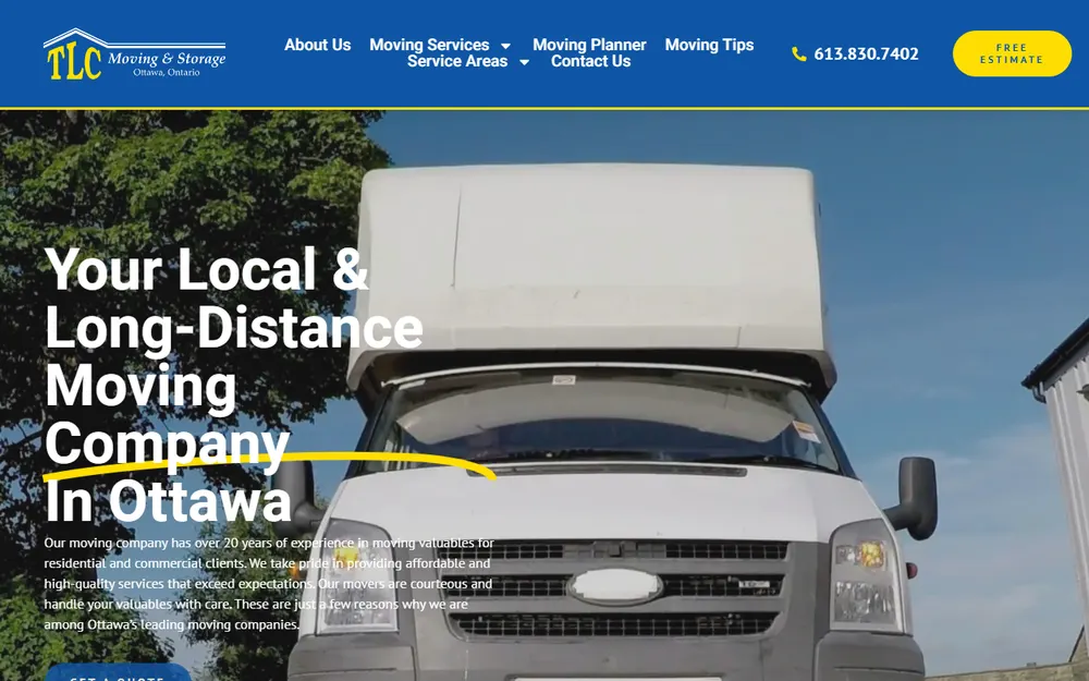 TLC Moving & Storage Ottawa homepage