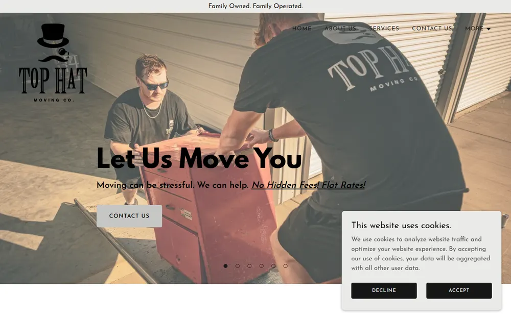 Top Hat Moving Co homepage