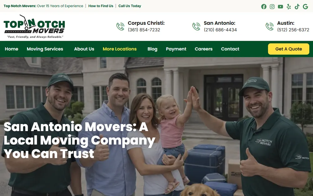 Top Notch Movers homepage