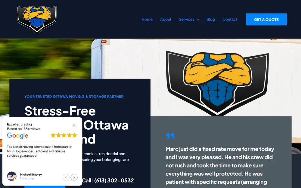Top Notch Moving homepage