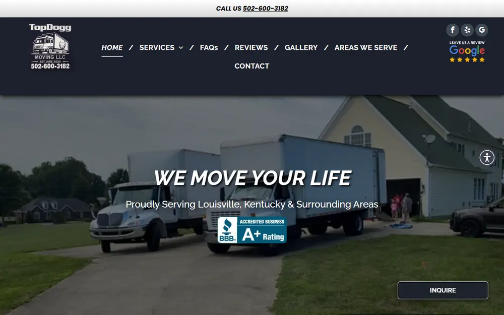 TopDogg Moving homepage