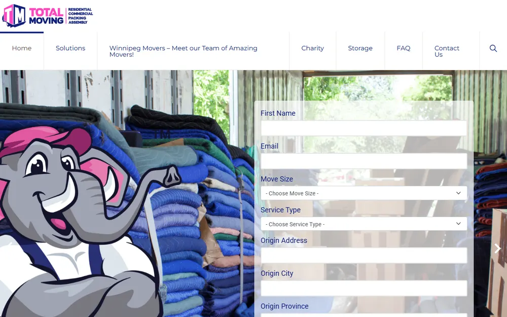 Total Moving Winnipeg homepage
