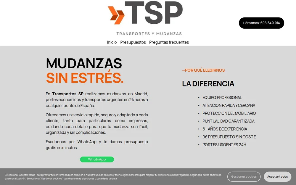 TRANSPORTES S.P. | Mudanzas en Madrid homepage