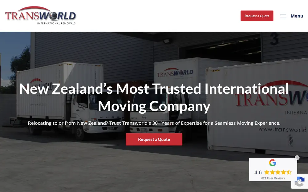 Transworld International Removals Wellington homepage