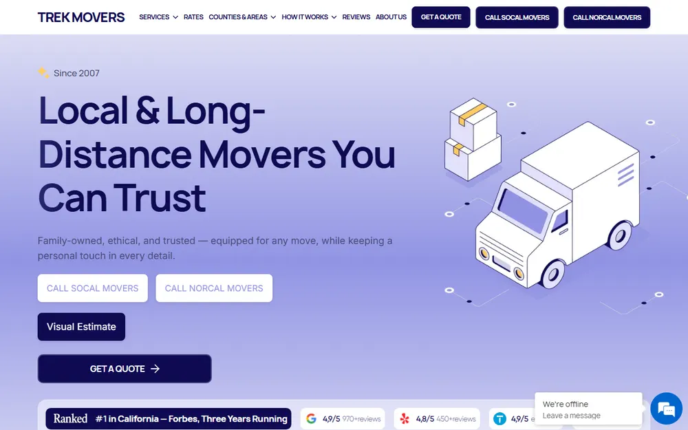 Trek Movers homepage