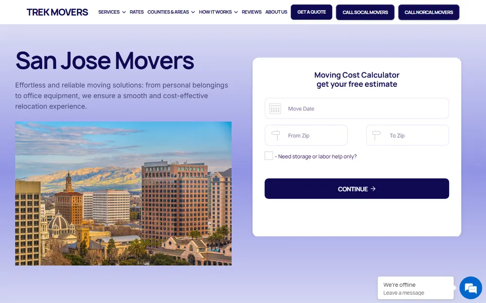 Trek Movers homepage