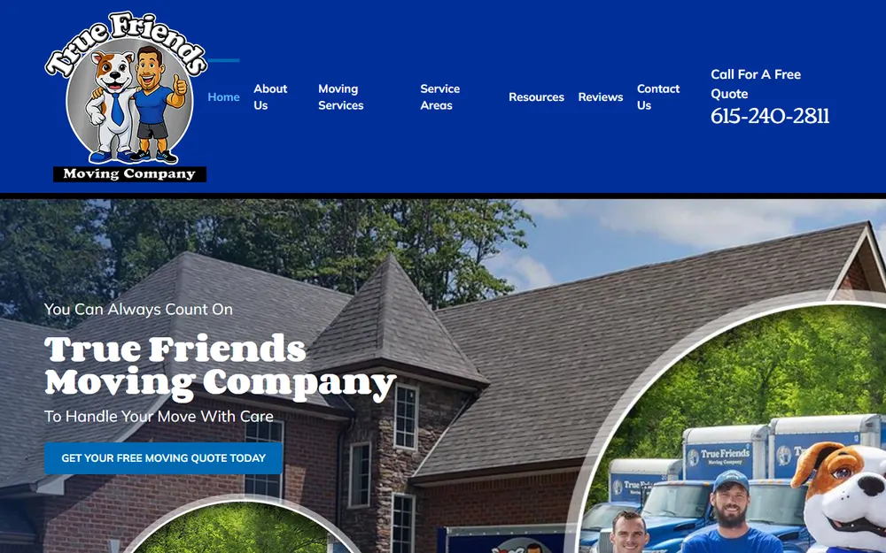 True Friends Moving Company homepage