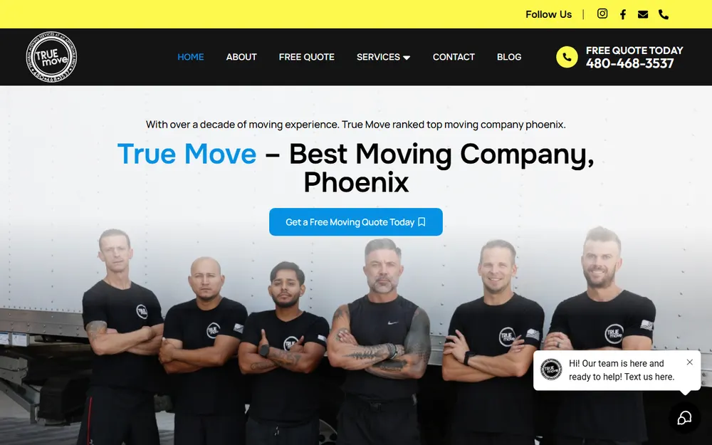 True Move Movers homepage