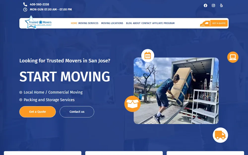 Trusted Movers homepage