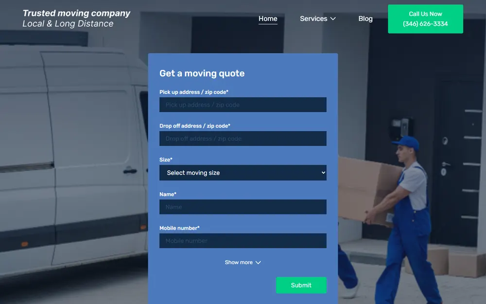 Trusted Moving Company homepage