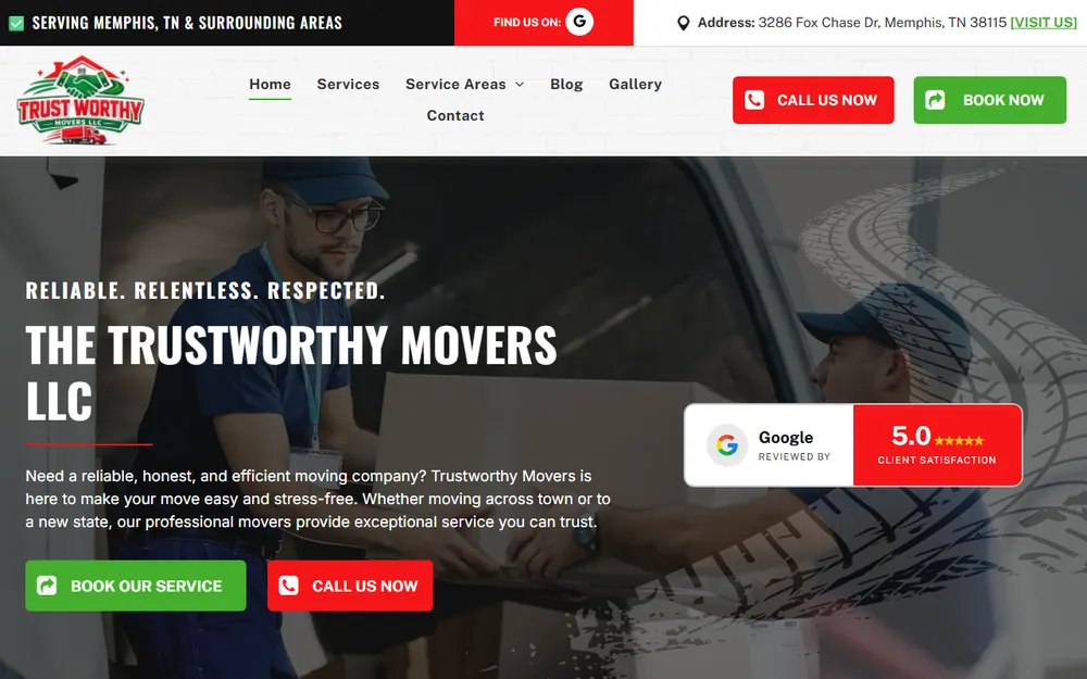 Trustworthy Movers LLC homepage