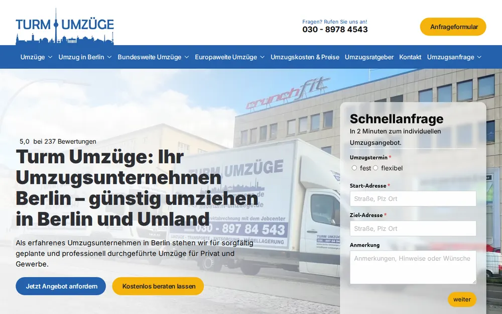 Turm Umzüge | Umzugsunternehmen Berlin homepage