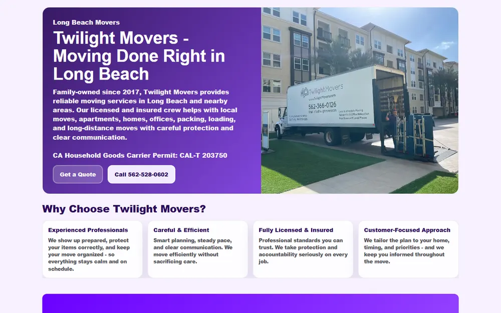 Twilight Movers homepage