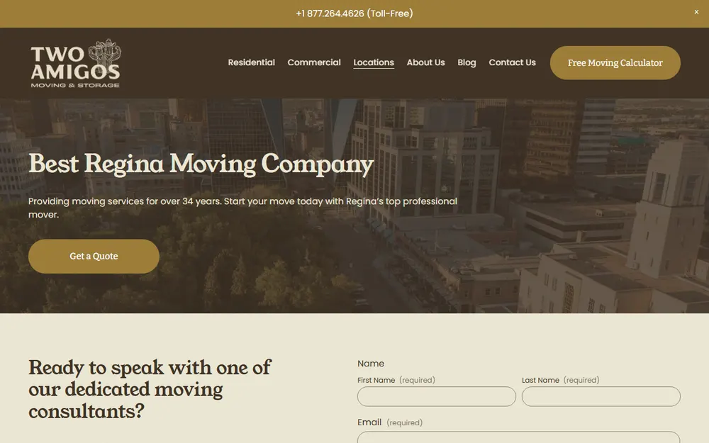 Two Amigos Moving & Storage homepage
