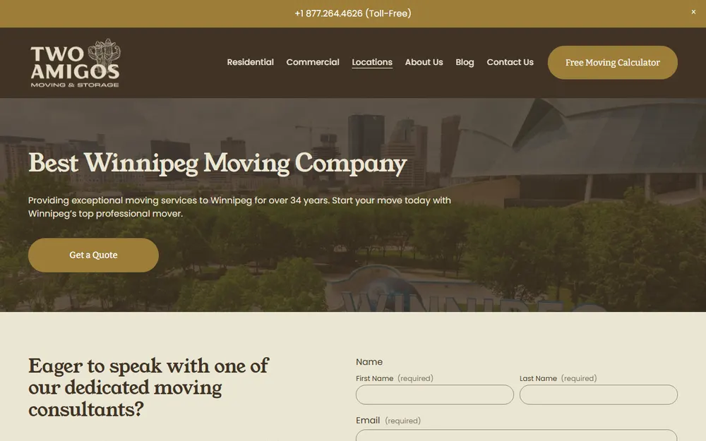 Two Amigos Moving & Storage homepage