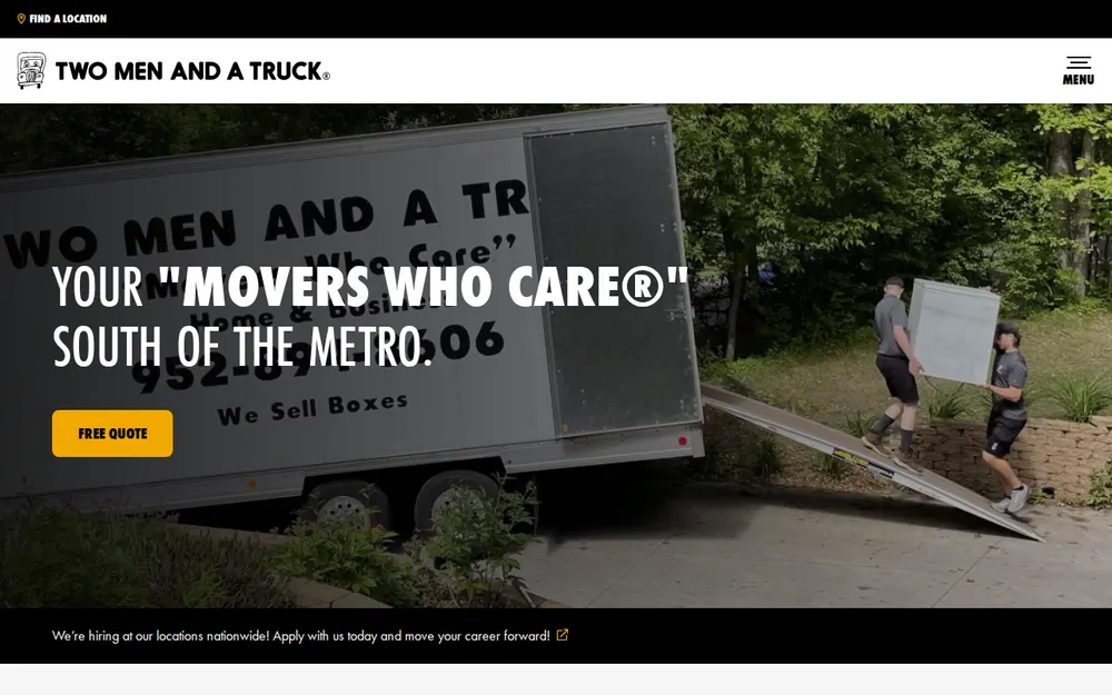 Two Men and a Truck Moving and Storage homepage