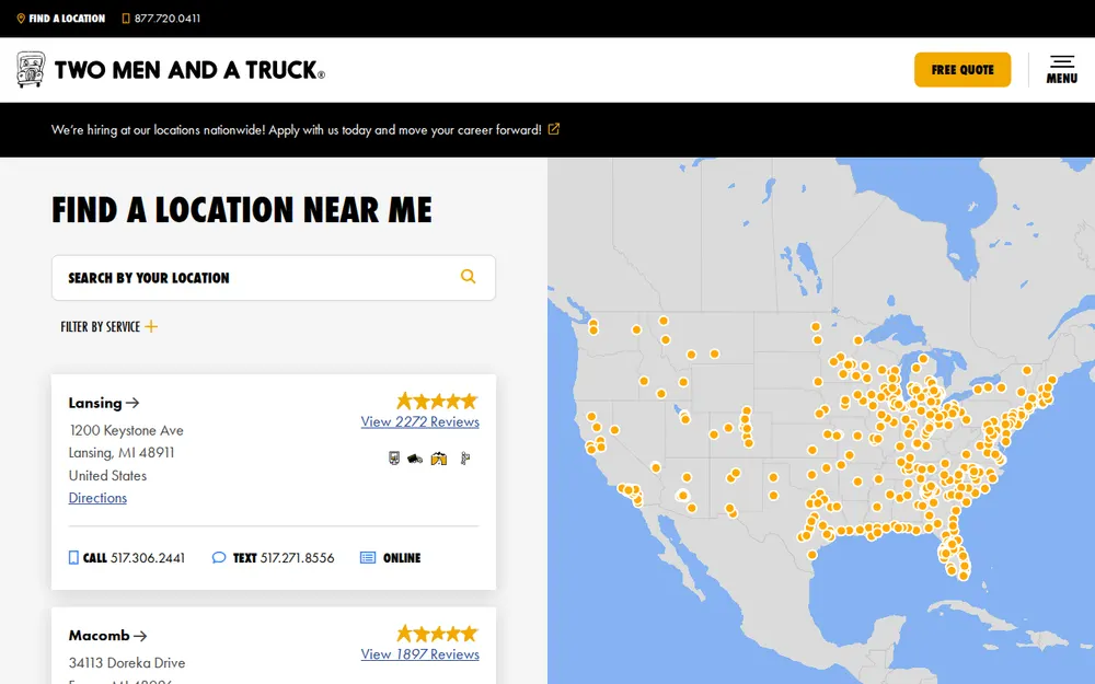 Two Men and a Truck Moving homepage