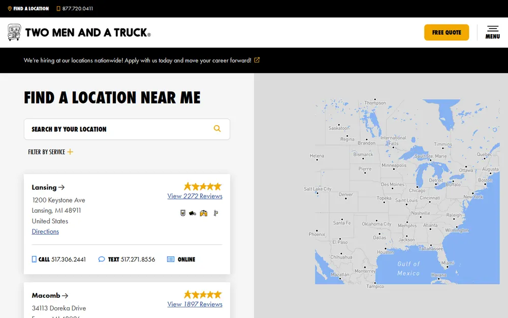 Two Men and a Truck Moving homepage