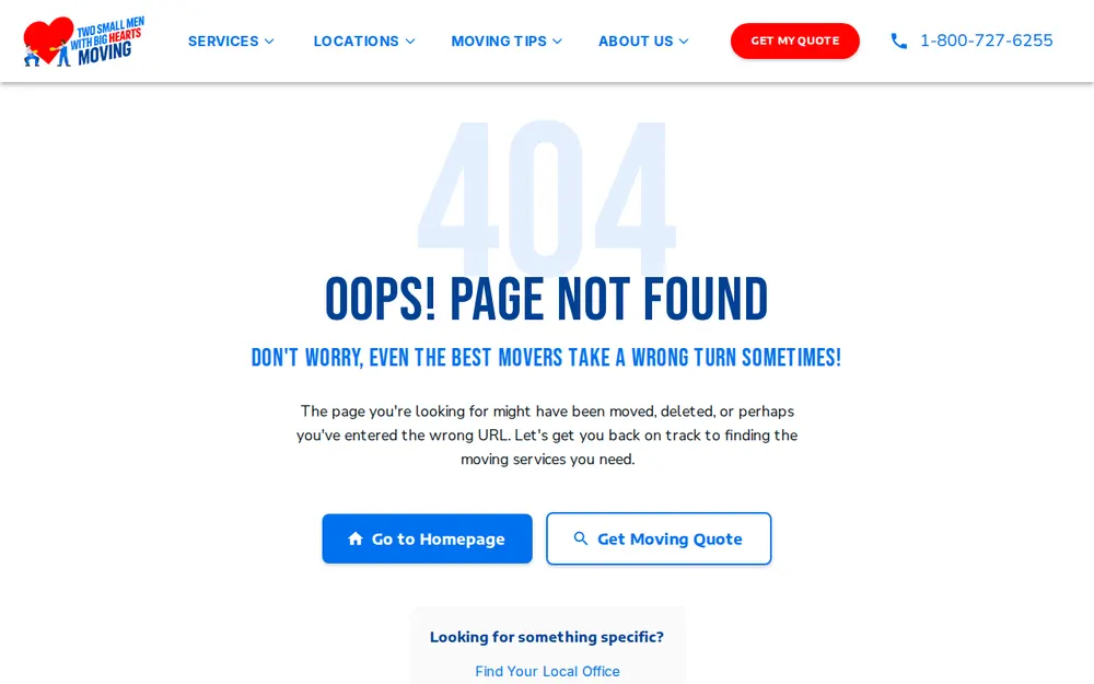 Two Small Men with Big Hearts Moving homepage