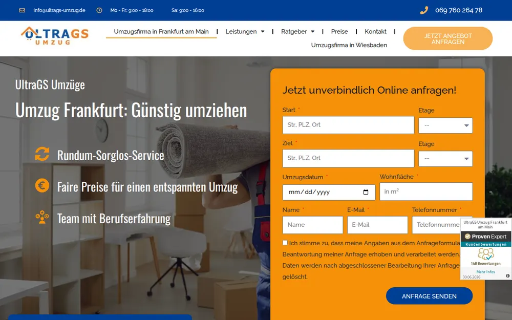 UltraGS Umzug Frankfurt am Main homepage
