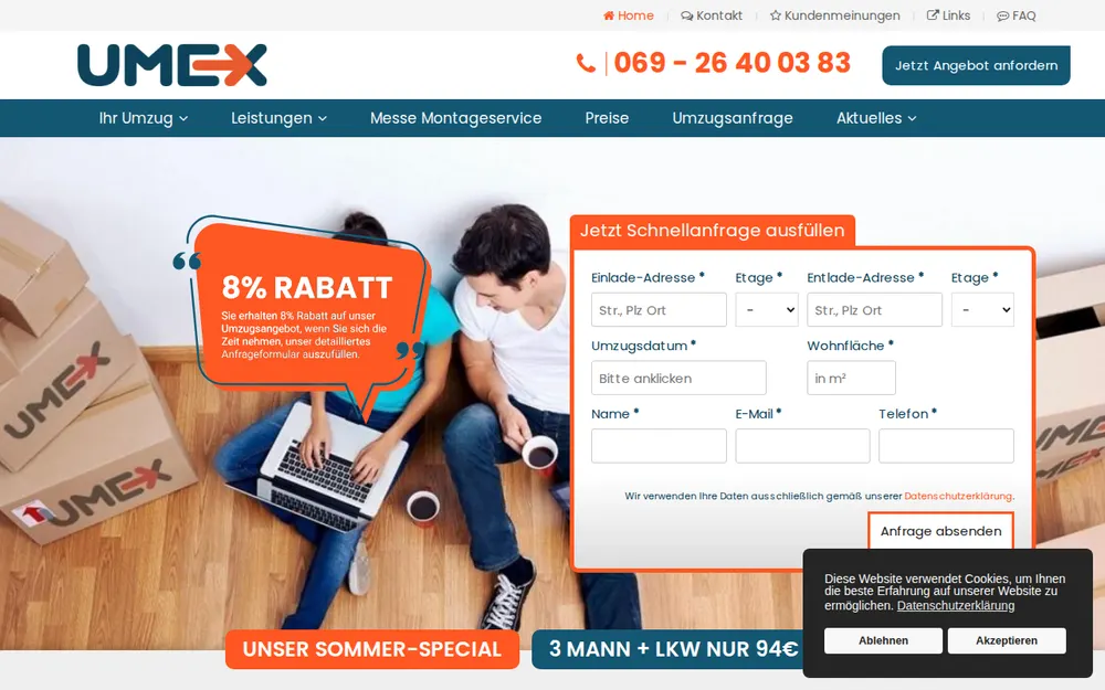 UMEX Umzüge Frankfurt am Main | Ihr Umzugsunternehmen homepage