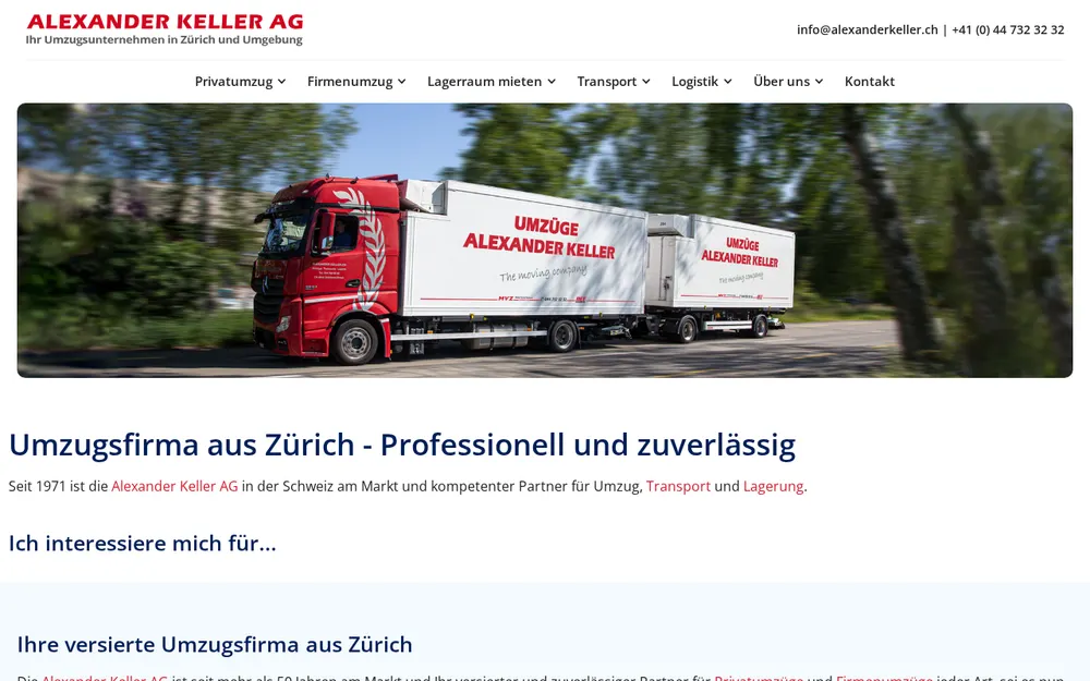 Umzugsfirma Zürich - Alexander Keller AG homepage