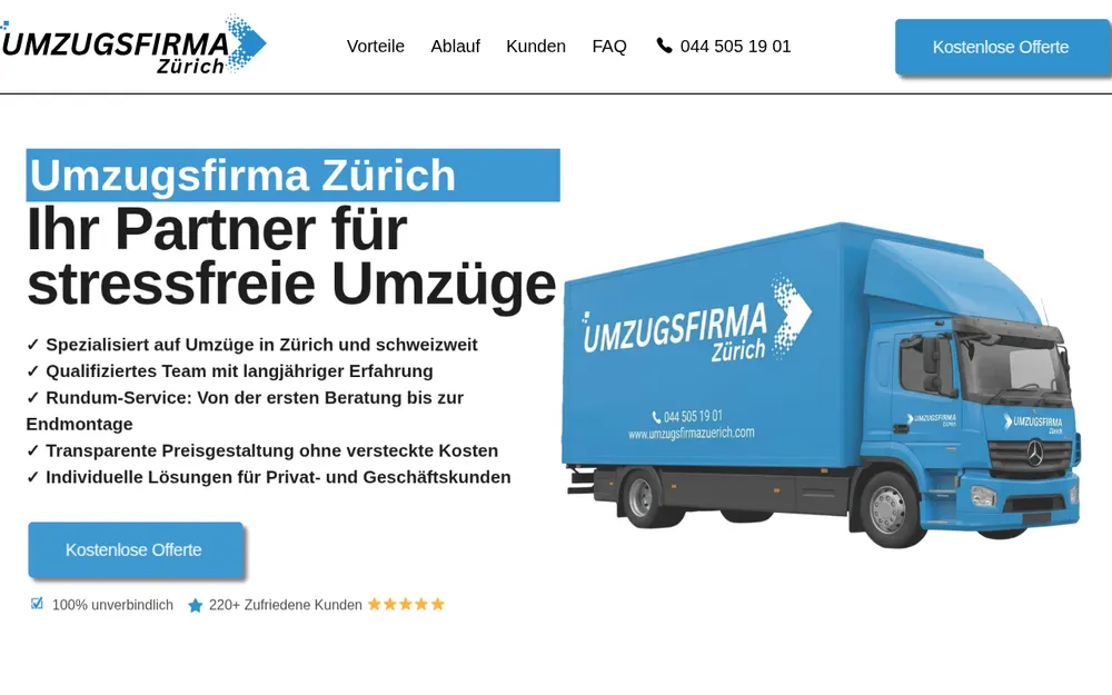 Umzugsfirma Zürich homepage
