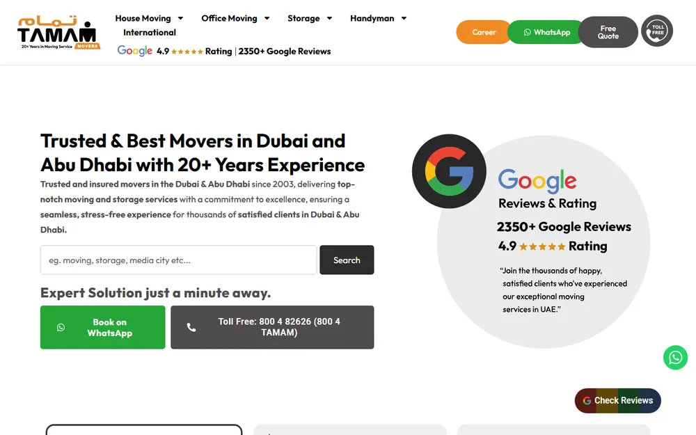 Unique Home Movers homepage