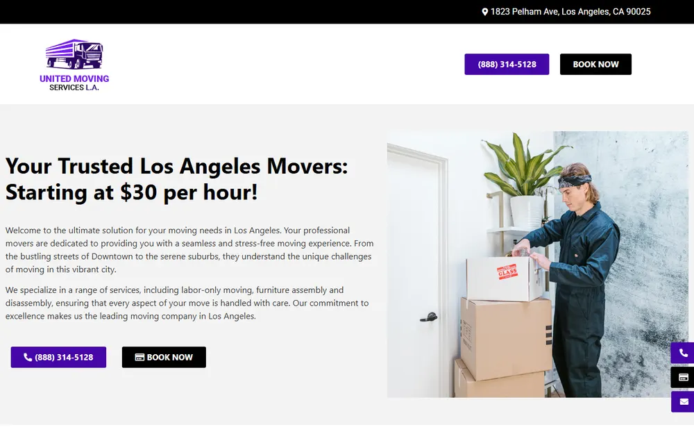 United Moving Services homepage