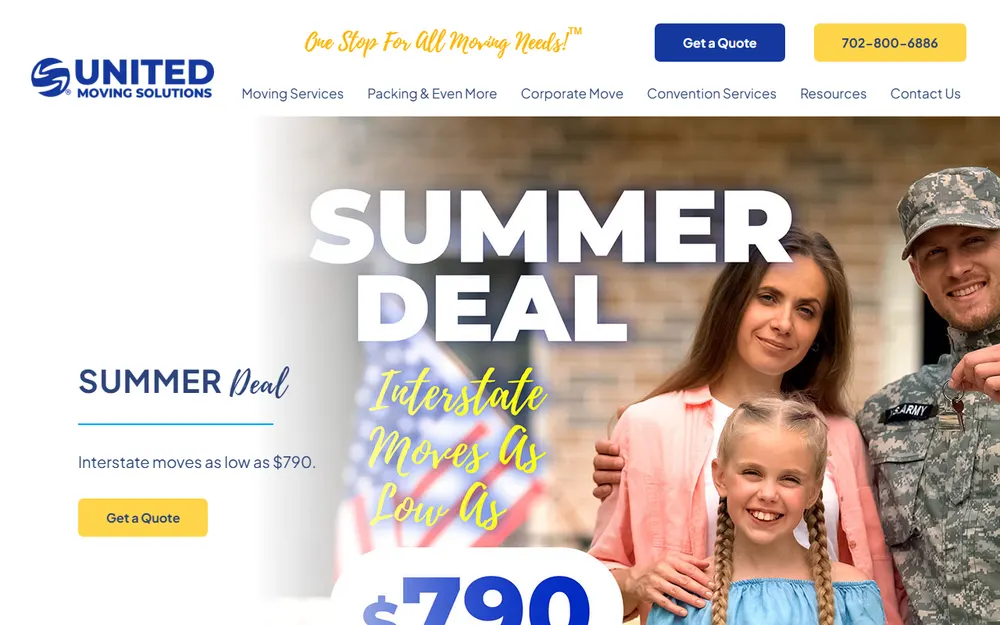 United Moving Solutions homepage