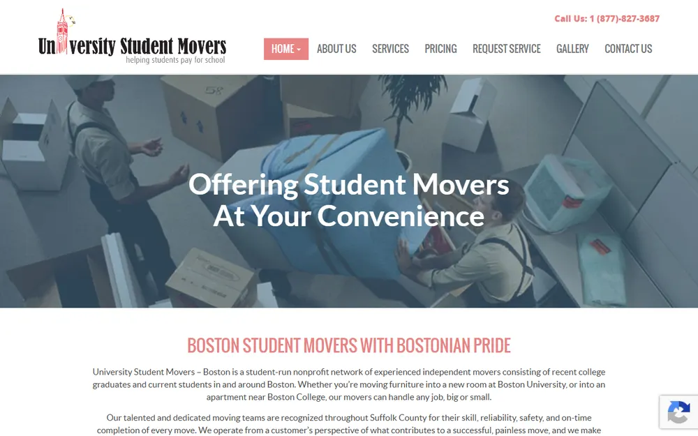 University Student Movers homepage