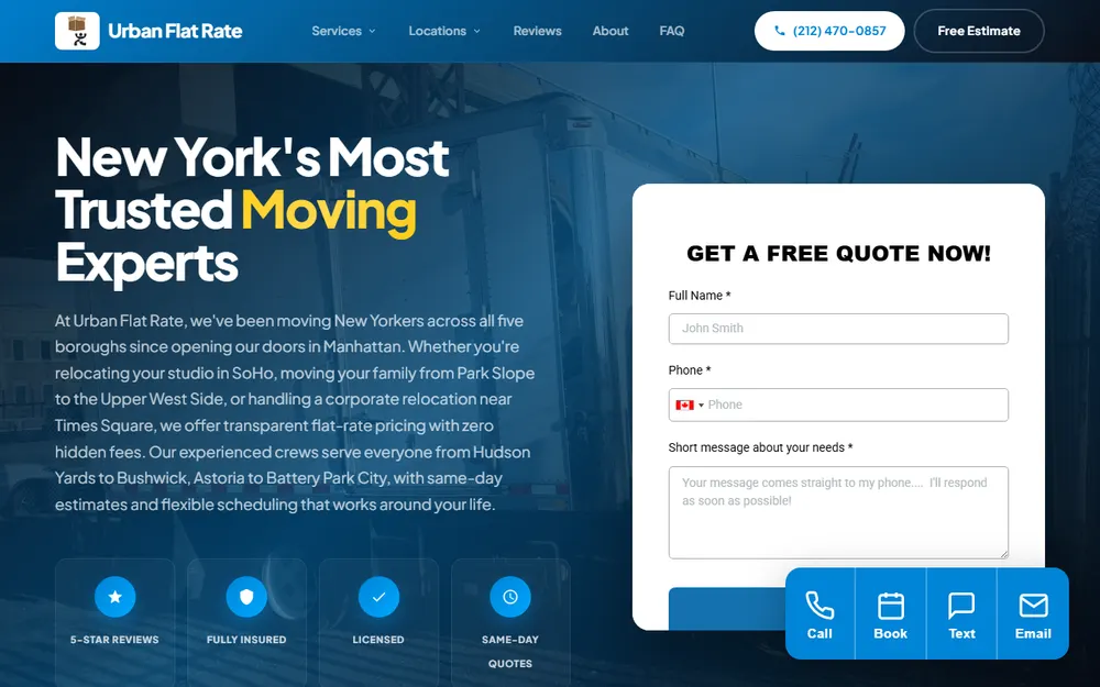 Urban Flat Rate homepage