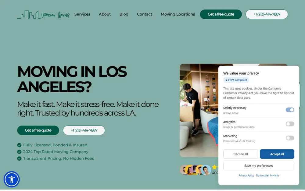 Urban Moving homepage