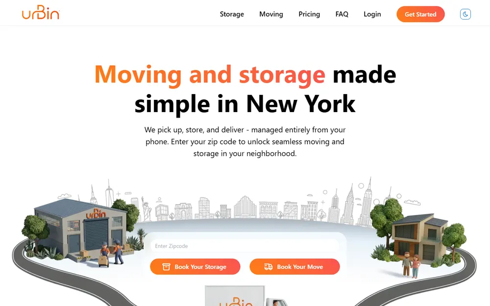 urBin Smart Storage & Moving homepage