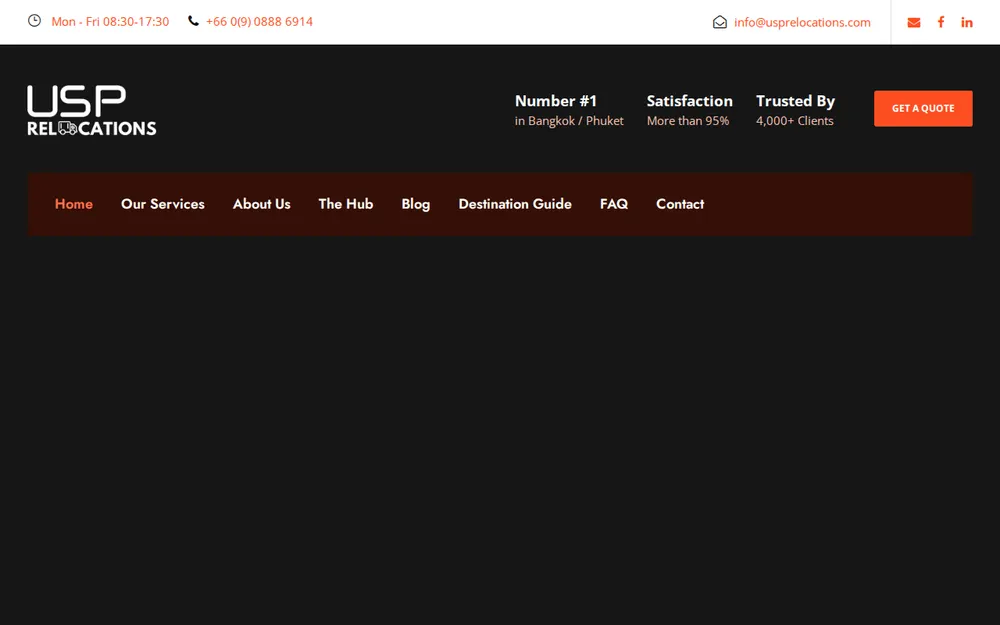 USP Relocations Bangkok homepage
