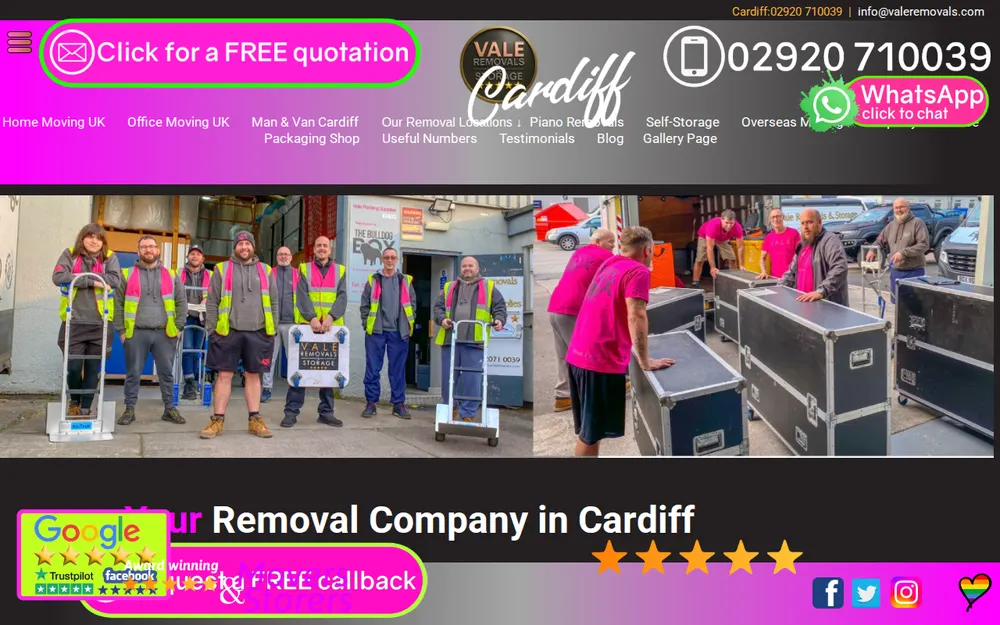 Vale Removals & Storage homepage
