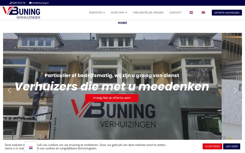 VBuning Verhuizingen Amsterdam - Opslag - Verhuislift verhuur - Transport homepage