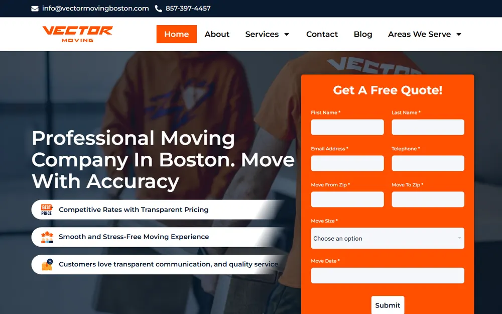 Vector Moving Boston homepage