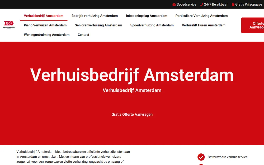 Verhuisbedrijf Amsterdam homepage