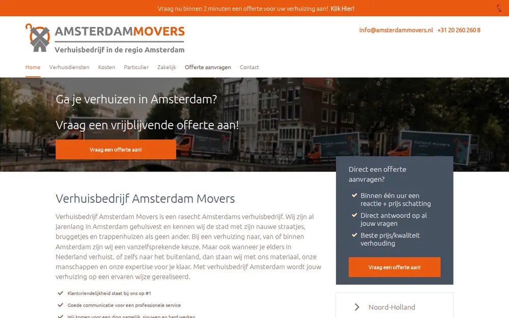 Verhuisbedrijf Amsterdam Movers homepage
