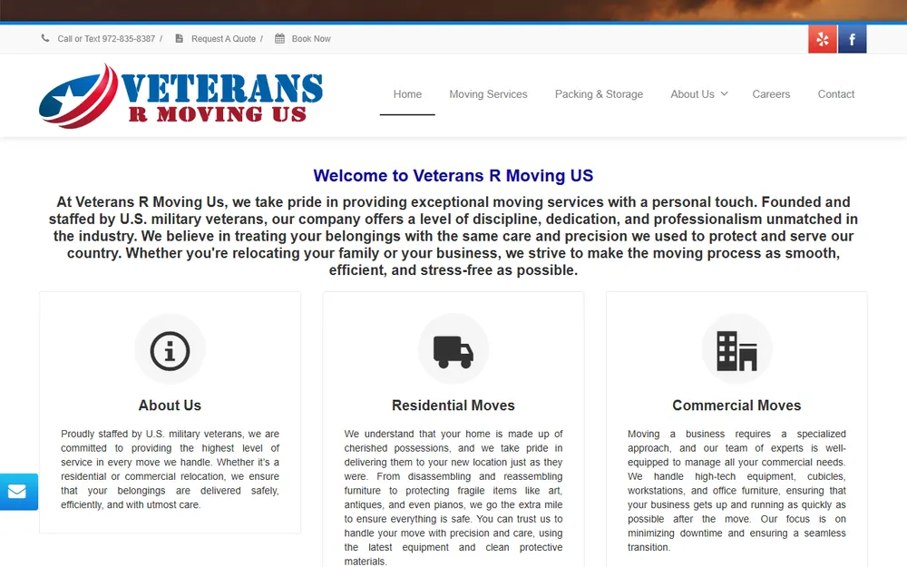 Veterans R Moving Us homepage