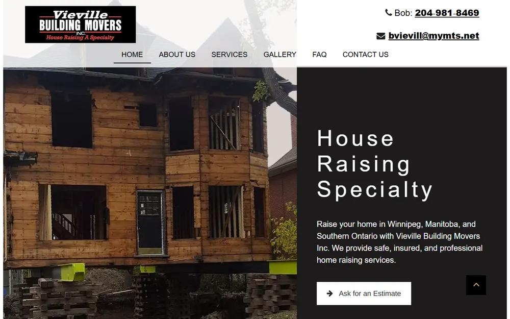 Vieville Building Movers Inc homepage
