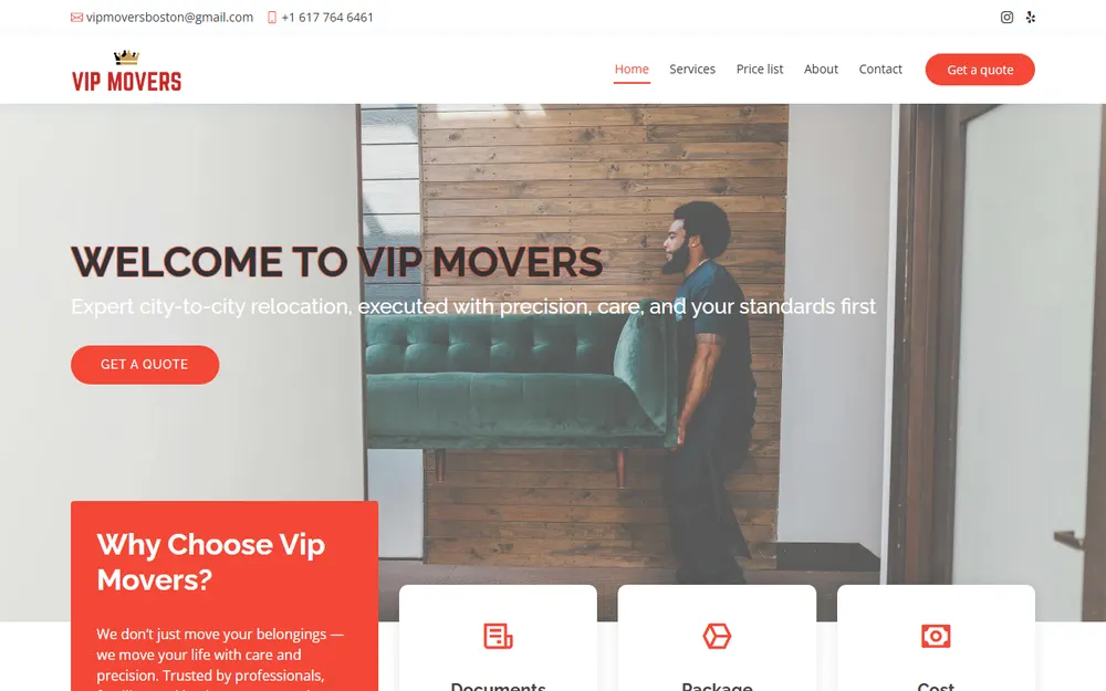 VIP Movers Boston LLC homepage