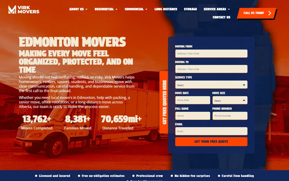 Virk Movers homepage