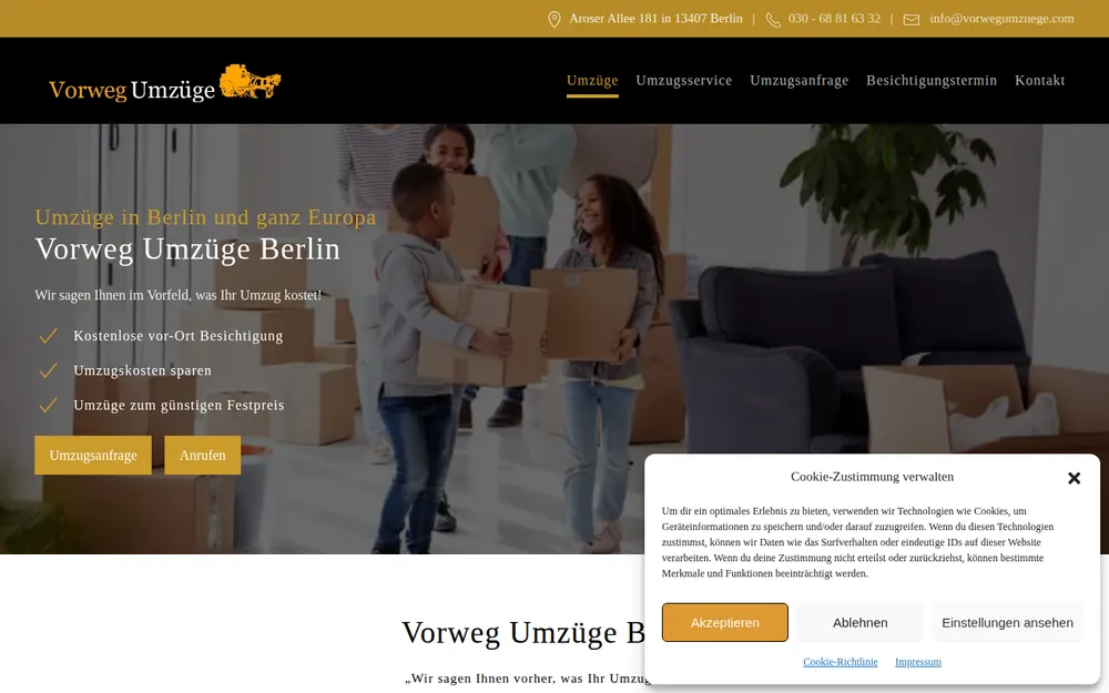 Vorweg Umzüge - Das Umzugsunternehmen homepage