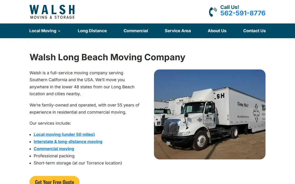 Walsh Moving & Storage homepage