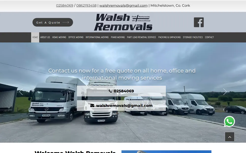 Walsh Removals homepage