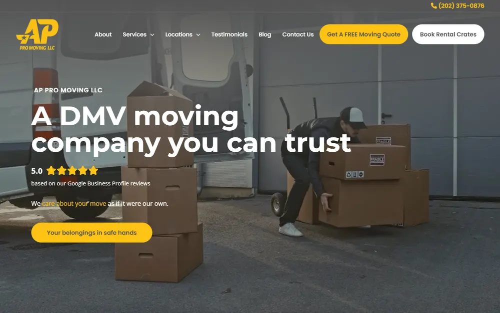 Washington Movers By AP Pro Moving LLC homepage