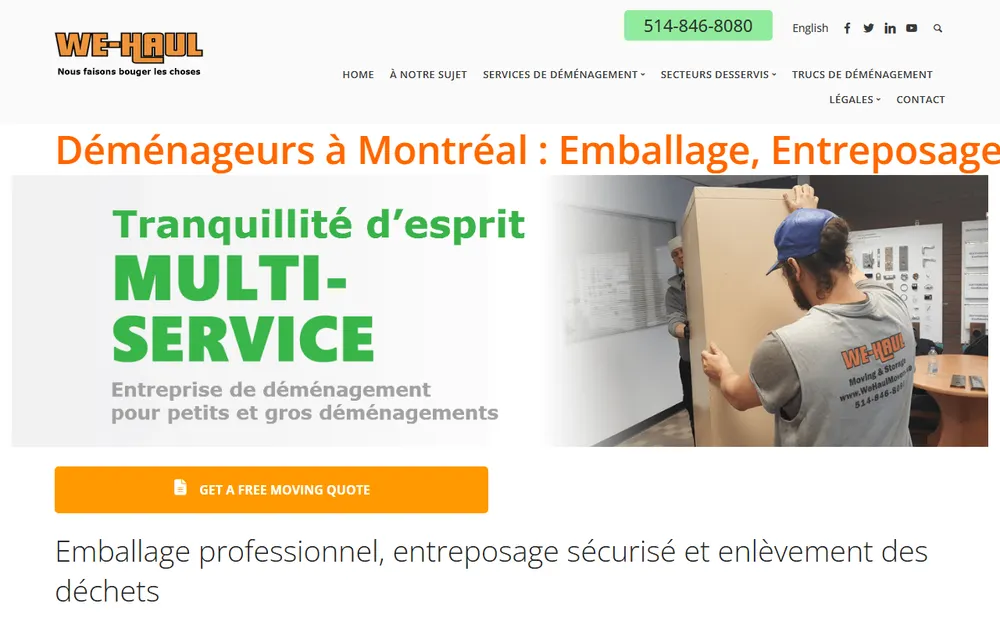 We Haul Movers Montreal Moving and Storage Company homepage